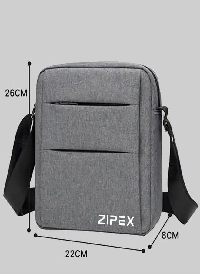 ZIPEX Grey Sling Bag for Men | Adjustable Strap | Crossbody Shoulder Bag, Stylish Travel, Office & Daily Use Sling Pouch | Side bag - Image 3